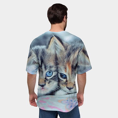 Мужская футболка оверсайз Котята / 3D-принт – фото 4