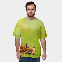 Футболка оверсайз мужская Лисичка спит, цвет: 3D-принт — фото 2