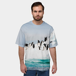 Футболка оверсайз мужская Пингвины на айсберге, цвет: 3D-принт — фото 2