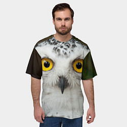 Футболка оверсайз мужская Белый филин, цвет: 3D-принт — фото 2