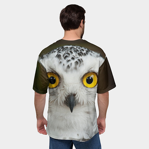 Мужская футболка оверсайз Белый филин / 3D-принт – фото 4