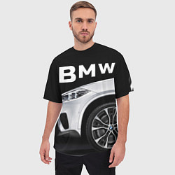 Футболка оверсайз мужская BMW: White Style, цвет: 3D-принт — фото 2