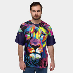 Футболка оверсайз мужская Красочный лев, цвет: 3D-принт — фото 2