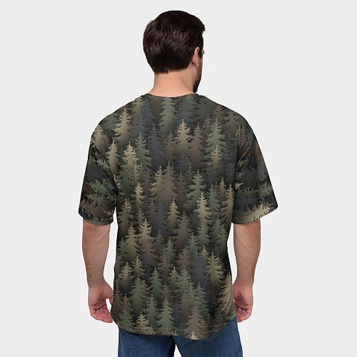 Мужская футболка оверсайз Лесной камуфляж / 3D-принт – фото 4
