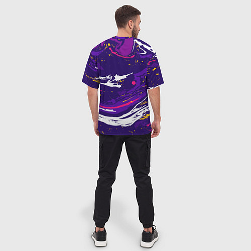 Мужская футболка оверсайз Фиолетовый акрил / 3D-принт – фото 4