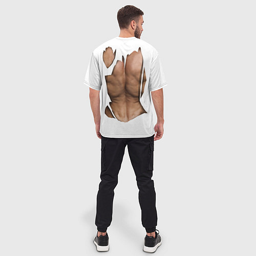 Мужская футболка оверсайз Идеальный рельеф / 3D-принт – фото 4