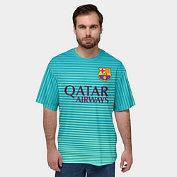 Футболка оверсайз мужская Barcelona FC: Aqua, цвет: 3D-принт — фото 2