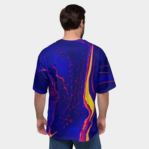 Мужская футболка оверсайз Ультрафиолетовые разводы / 3D-принт – фото 4