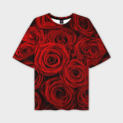 Футболка оверсайз мужская Красные розы, цвет: 3D-принт