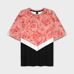 Мужская футболка оверсайз Розовые розы