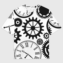 Футболка оверсайз мужская Часы и шестеренки, цвет: 3D-принт