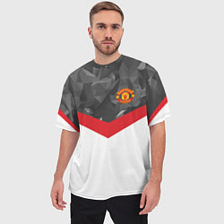 Футболка оверсайз мужская Man United FC: Grey Polygons, цвет: 3D-принт — фото 2