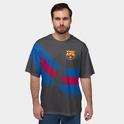 Футболка оверсайз мужская Barcelona FC: Dark style, цвет: 3D-принт — фото 2