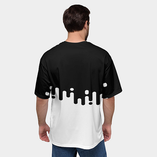 Мужская футболка оверсайз Чёрно-белый узор / 3D-принт – фото 4