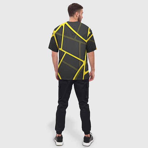 Мужская футболка оверсайз Желтая сетка / 3D-принт – фото 4