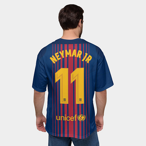 Мужская футболка оверсайз Barcelona FC: Neymar Home 17/18 / 3D-принт – фото 4