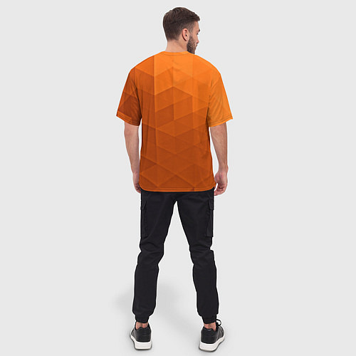 Мужская футболка оверсайз Orange abstraction / 3D-принт – фото 4
