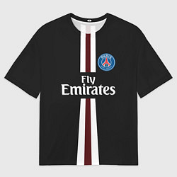 Футболка оверсайз мужская PSG FC: Black 2018, цвет: 3D-принт