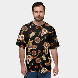 Футболка оверсайз мужская Индейские культовые символы, цвет: 3D-принт — фото 2