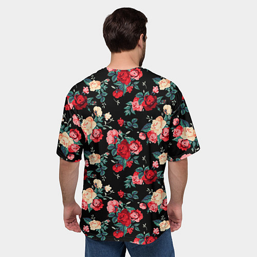 Мужская футболка оверсайз Кустовые розы / 3D-принт – фото 4
