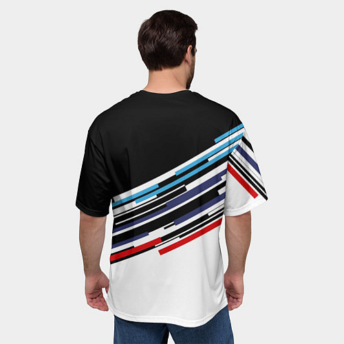 Мужская футболка оверсайз BMW BRAND COLOR БМВ / 3D-принт – фото 4