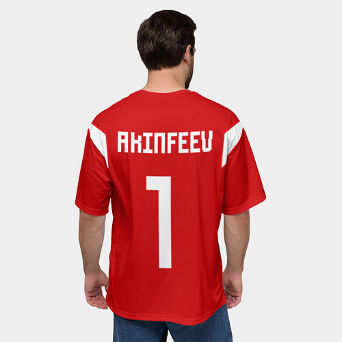 Мужская футболка оверсайз Россия: Акинфеев ЧМ-2018 / 3D-принт – фото 4