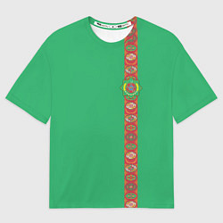Футболка оверсайз мужская Туркменистан, лента с гербом, цвет: 3D-принт