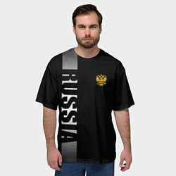 Футболка оверсайз мужская Russia: Black Line, цвет: 3D-принт — фото 2