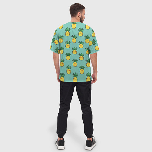 Мужская футболка оверсайз Веселые ананасы / 3D-принт – фото 4