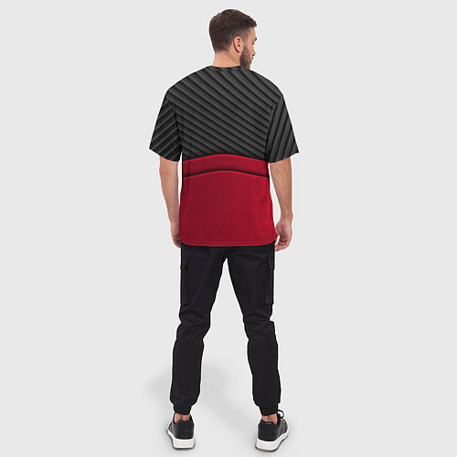 Мужская футболка оверсайз Infiniti: Red Carbon / 3D-принт – фото 4