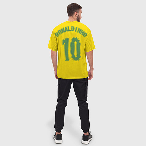 Мужская футболка оверсайз Сборная Бразилии: Роналдиньо 10 / 3D-принт – фото 4