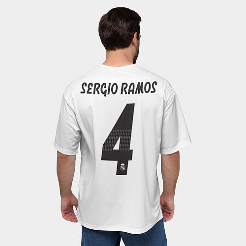 Мужская футболка оверсайз FC Real Madrid: Ramos Home 18-19 / 3D-принт – фото 4