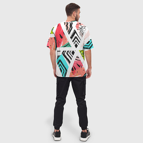 Мужская футболка оверсайз Тропическое ассорти / 3D-принт – фото 4