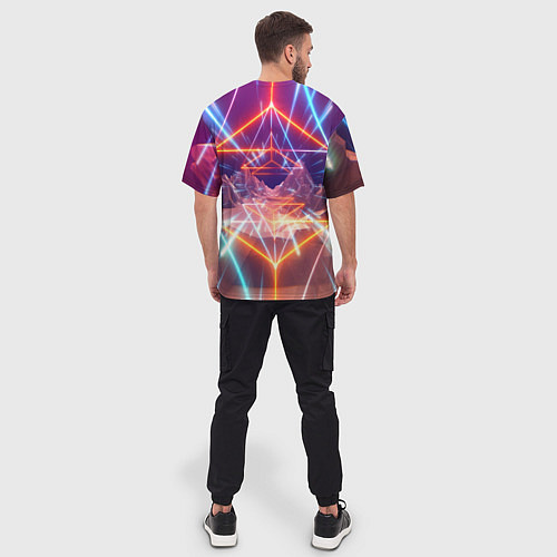 Мужская футболка оверсайз Cyberpunk 2077: Neon Lines / 3D-принт – фото 4