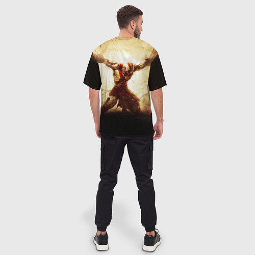 Мужская футболка оверсайз Воинственный Кратос / 3D-принт – фото 4