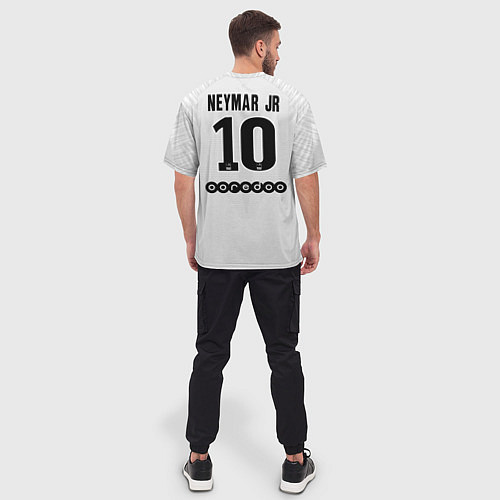 Мужская футболка оверсайз Neymar away 18-19 / 3D-принт – фото 4