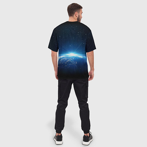 Мужская футболка оверсайз NASA: Sunrise Earth / 3D-принт – фото 4