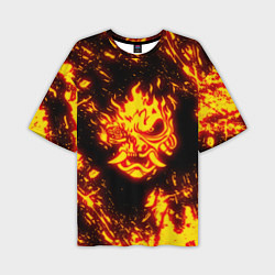 Мужская футболка оверсайз Cyberpunk 2077: FIRE SAMURAI
