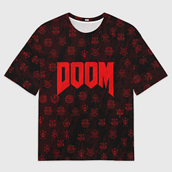Мужская футболка оверсайз DOOM: Hellish signs