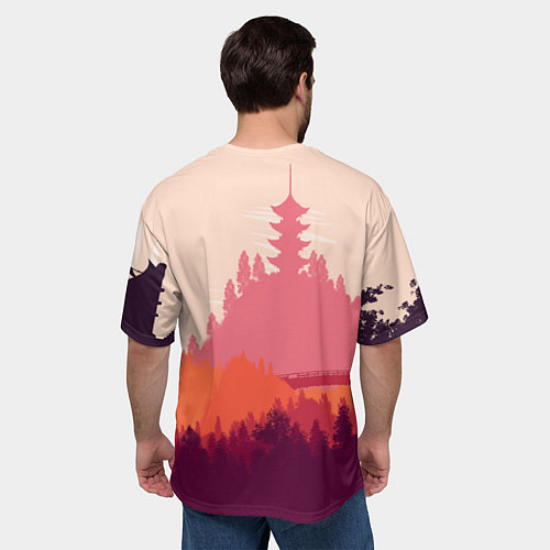 Мужская футболка оверсайз Firewatch City / 3D-принт – фото 4