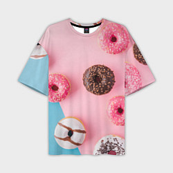 Мужская футболка оверсайз Сладкие пончики