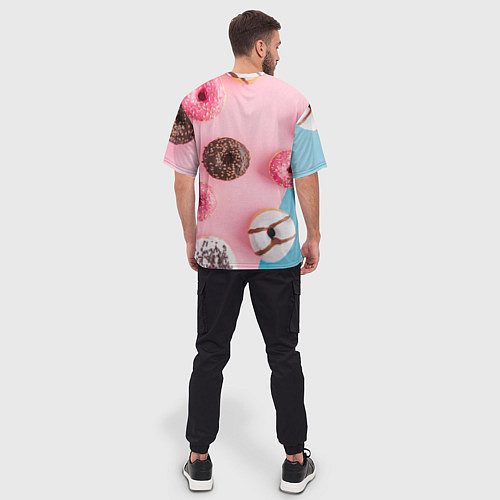 Мужская футболка оверсайз Сладкие пончики / 3D-принт – фото 4