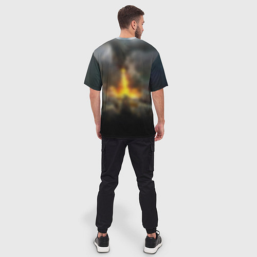 Мужская футболка оверсайз TES: Dragon Flame / 3D-принт – фото 4