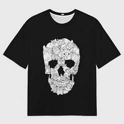 Футболка оверсайз мужская Sketchy Cat Skull, цвет: 3D-принт