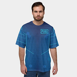 Футболка оверсайз мужская PUBG: Blue Hexagons, цвет: 3D-принт — фото 2
