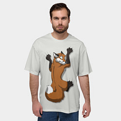Футболка оверсайз мужская Лис вцепился, цвет: 3D-принт — фото 2
