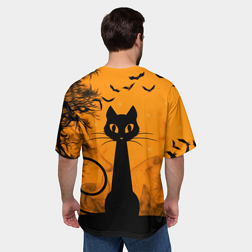 Мужская футболка оверсайз Halloween Cat / 3D-принт – фото 4