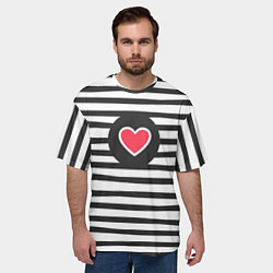 Футболка оверсайз мужская Сердце в полоску, цвет: 3D-принт — фото 2