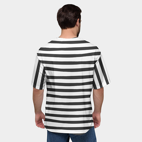 Мужская футболка оверсайз Сердце в полоску / 3D-принт – фото 4