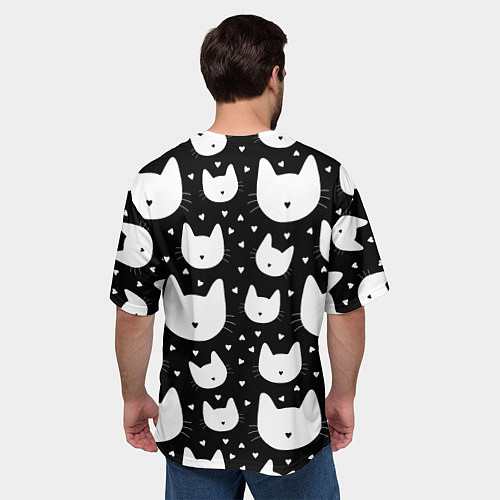 Мужская футболка оверсайз Love Cats Pattern / 3D-принт – фото 4